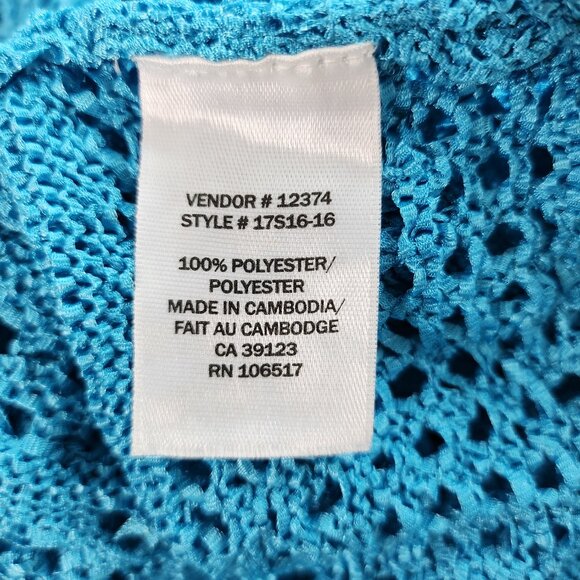 Brilliant Blue Netted Crochet Cardigan Shrug - Picture 6 of 6